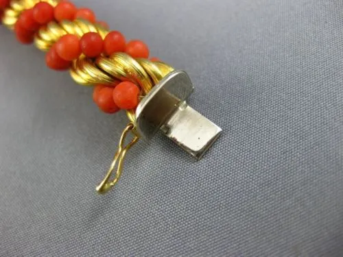 ANTIQUE WIDE & LONG CORAL 18KT YELLOW GOLD 3D SWIRL HANDCRAFTED ROPE BRACELET