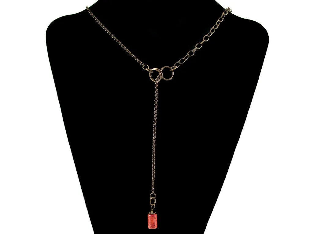 Antiqued chains with sponge coral drop (Web-175)