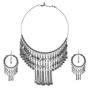 Aradhya Fashion Jewellery Black Oxidised Turkish Mirror Work Choker Necklace with Earrings for Women…