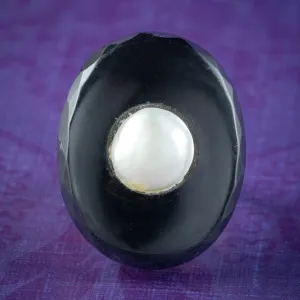 Art Deco Onyx Pearl Cocktail Ring
