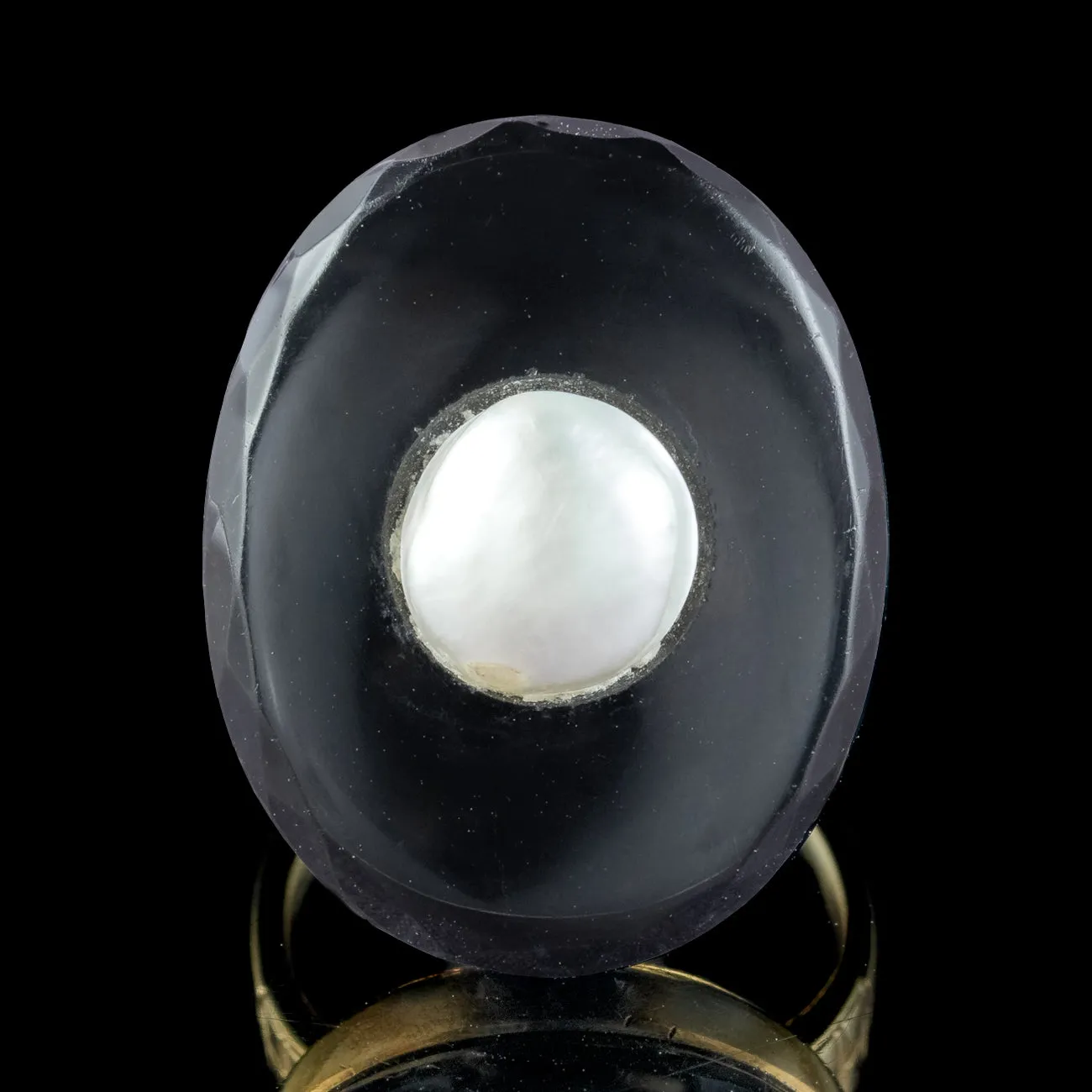 Art Deco Onyx Pearl Cocktail Ring