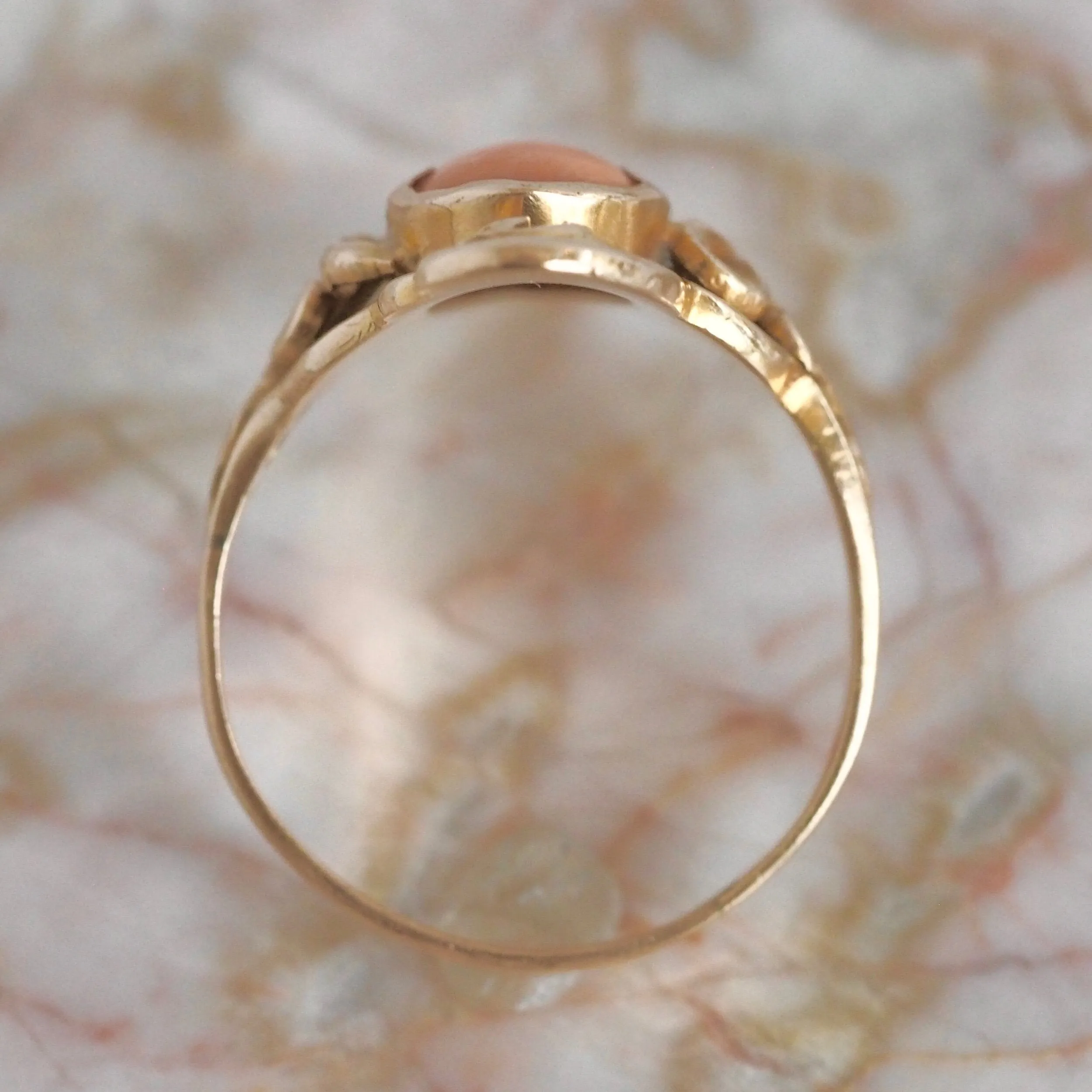 Art Nouveau 12k Gold Coral Ring