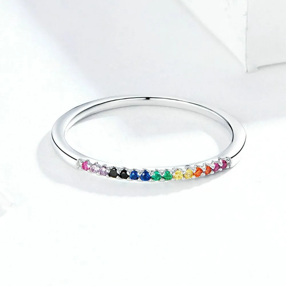 Astonishing Rainbow Color Zircon Silver Ring