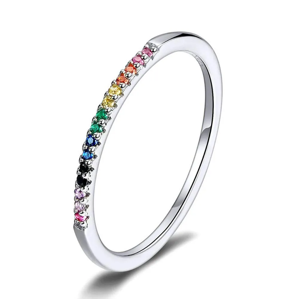 Astonishing Rainbow Color Zircon Silver Ring