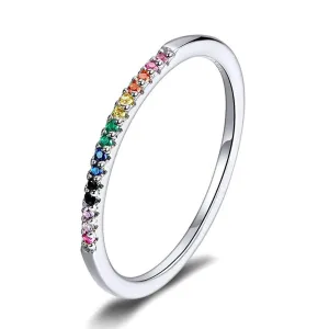 Astonishing Rainbow Color Zircon Silver Ring