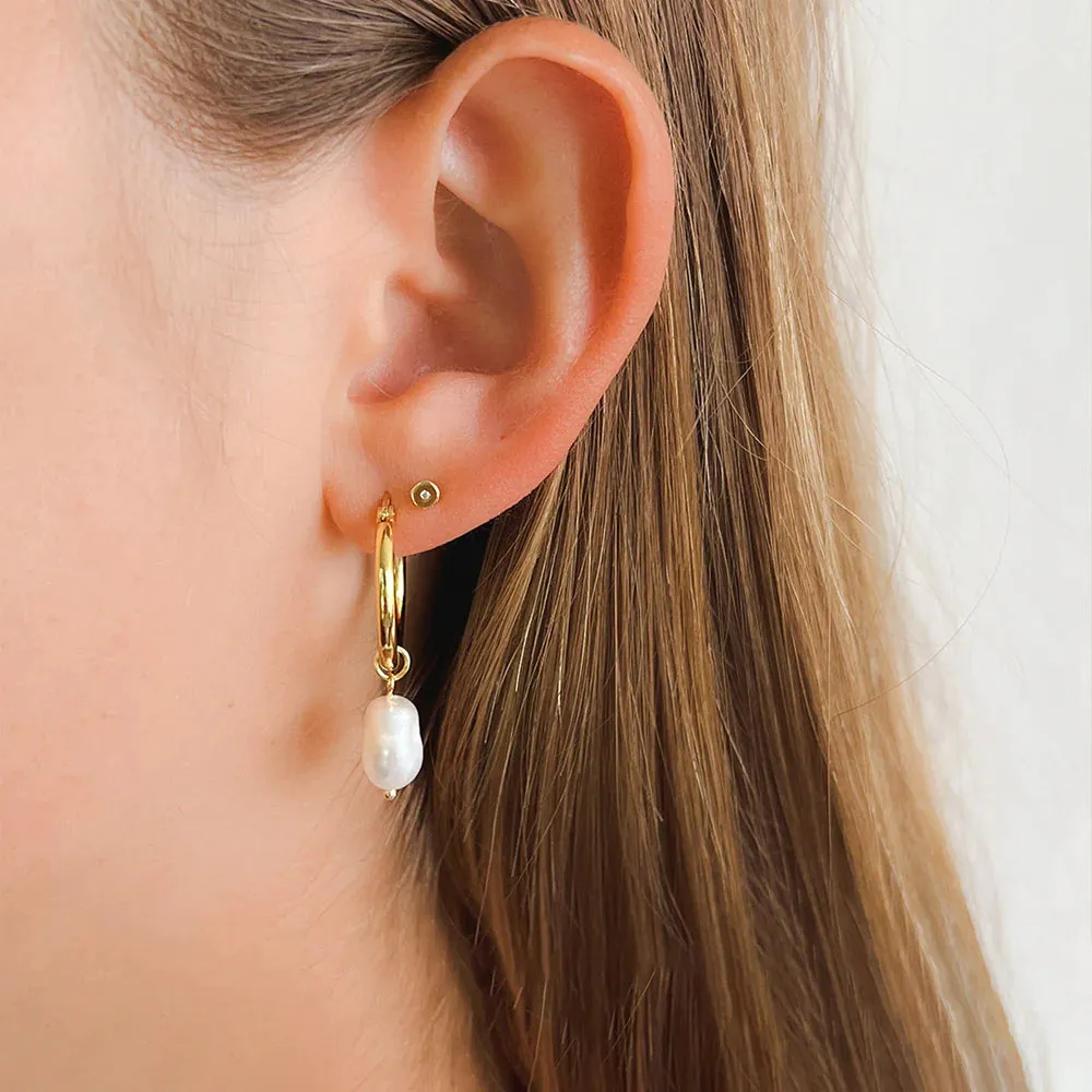 Augusta Gold Pearl Hoops
