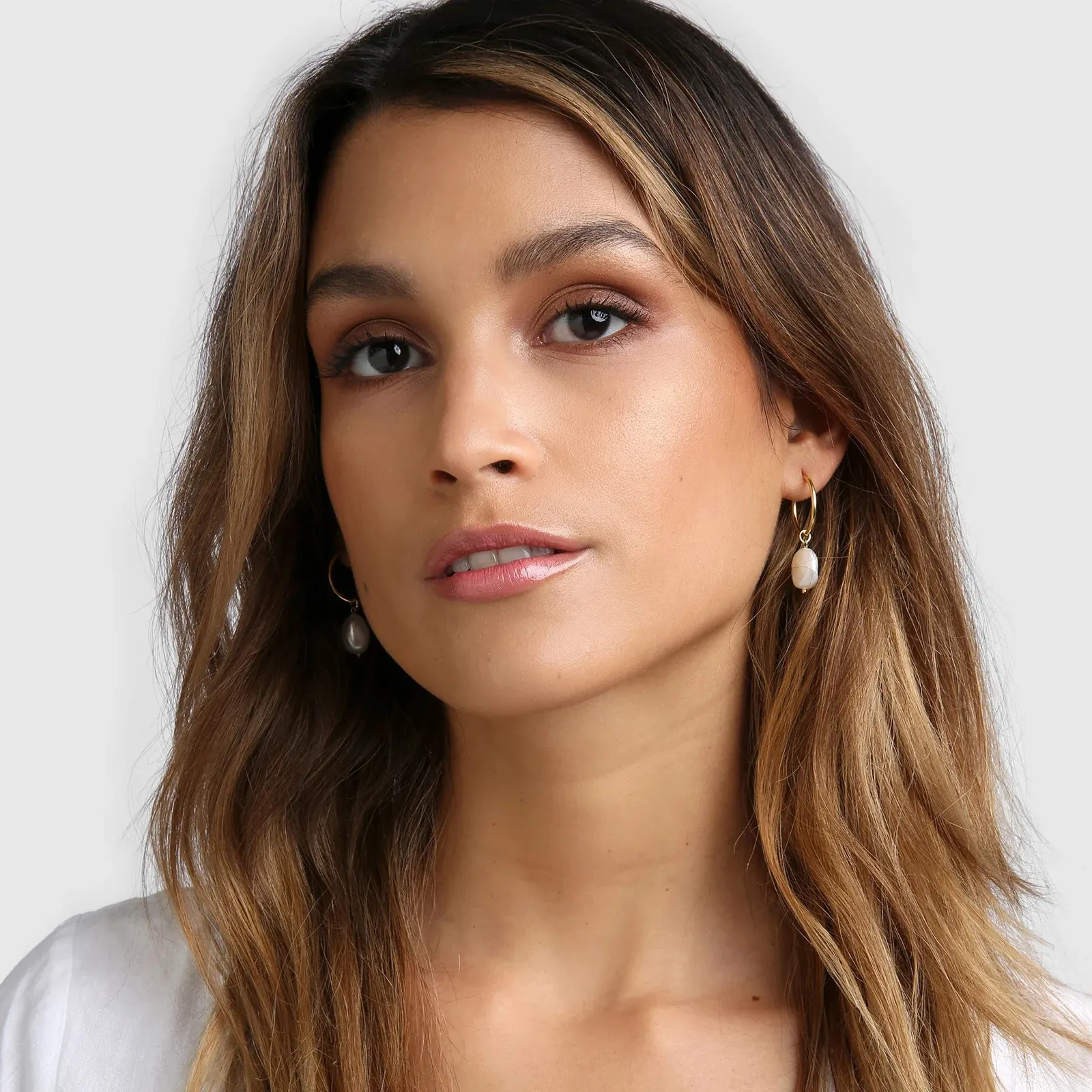 Augusta Gold Pearl Hoops