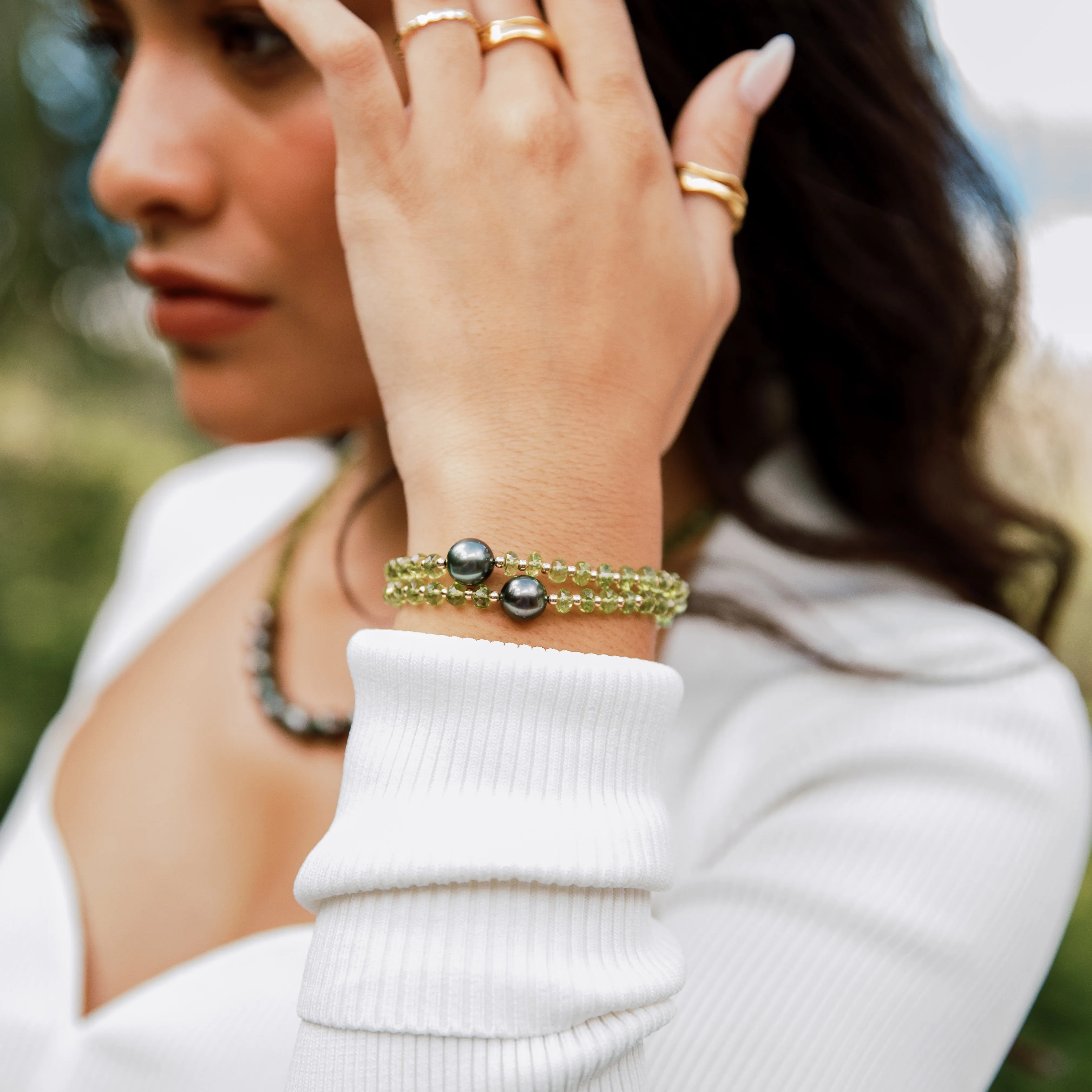 Aura Peridot Tahitian Pearl Bracelet