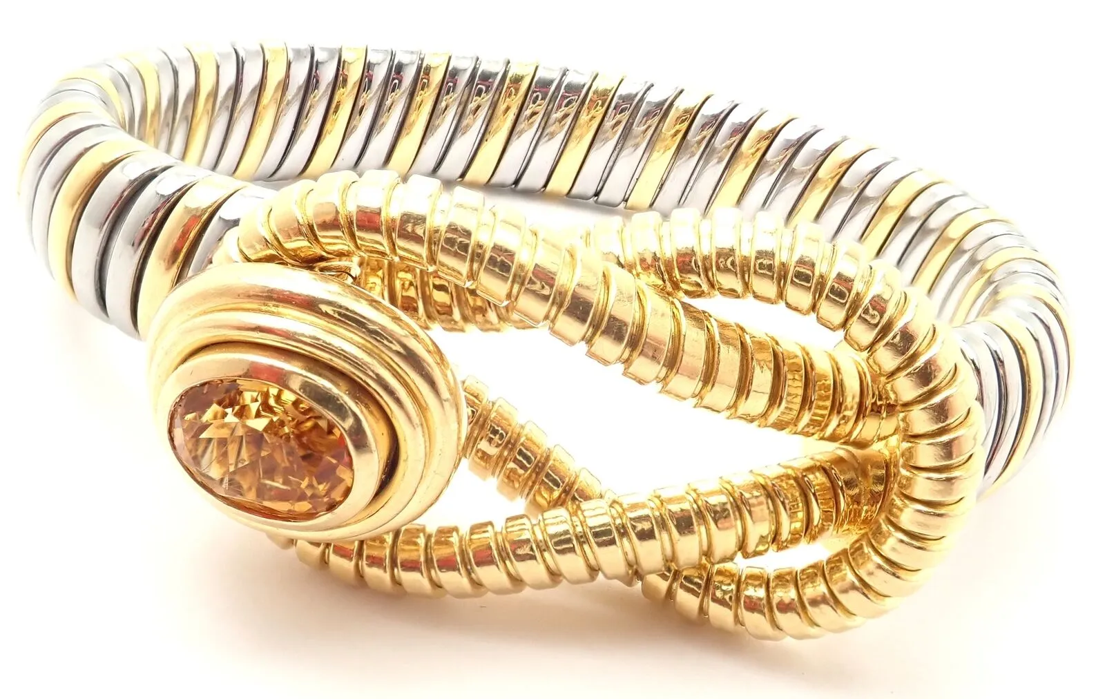 Authentic Cartier Hercules Knot 18k Yellow Gold Stainless Steel Citrine Bracelet