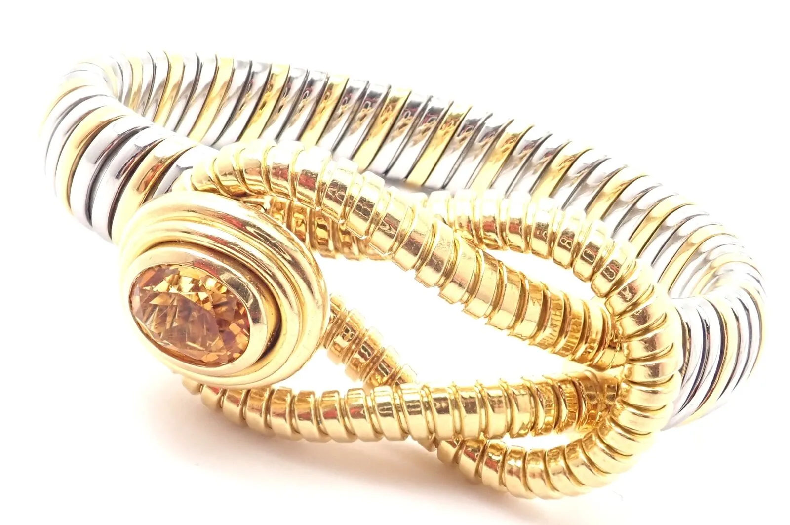 Authentic Cartier Hercules Knot 18k Yellow Gold Stainless Steel Citrine Bracelet