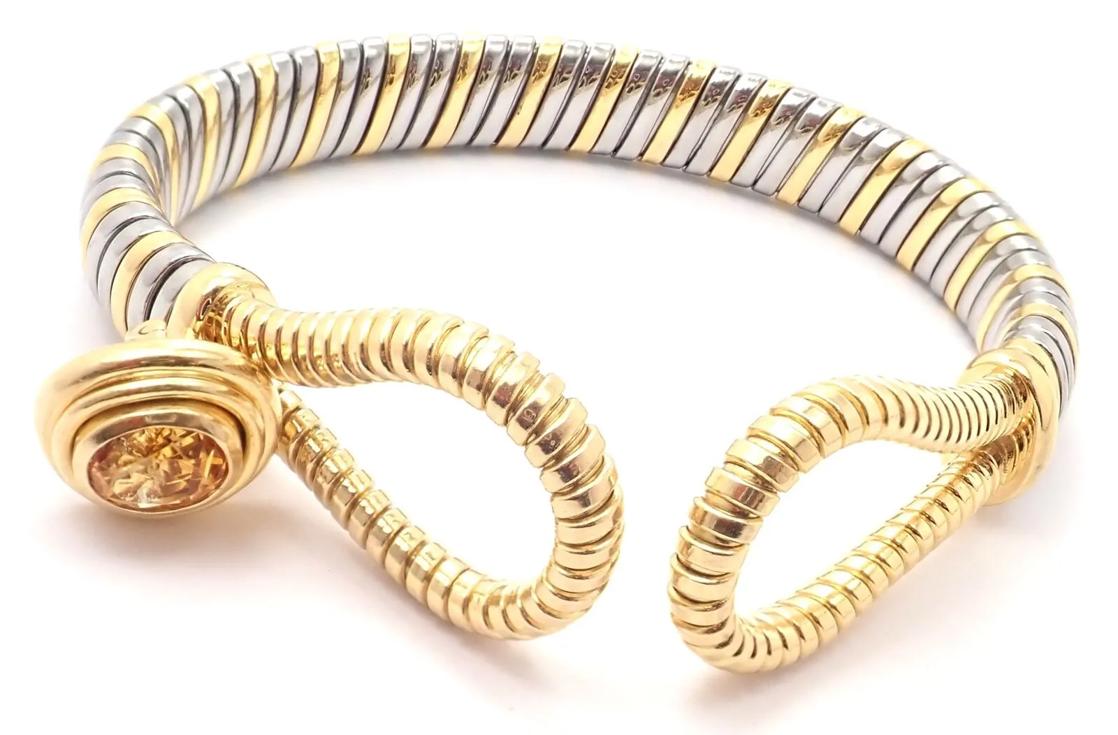 Authentic Cartier Hercules Knot 18k Yellow Gold Stainless Steel Citrine Bracelet