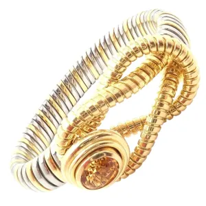Authentic Cartier Hercules Knot 18k Yellow Gold Stainless Steel Citrine Bracelet