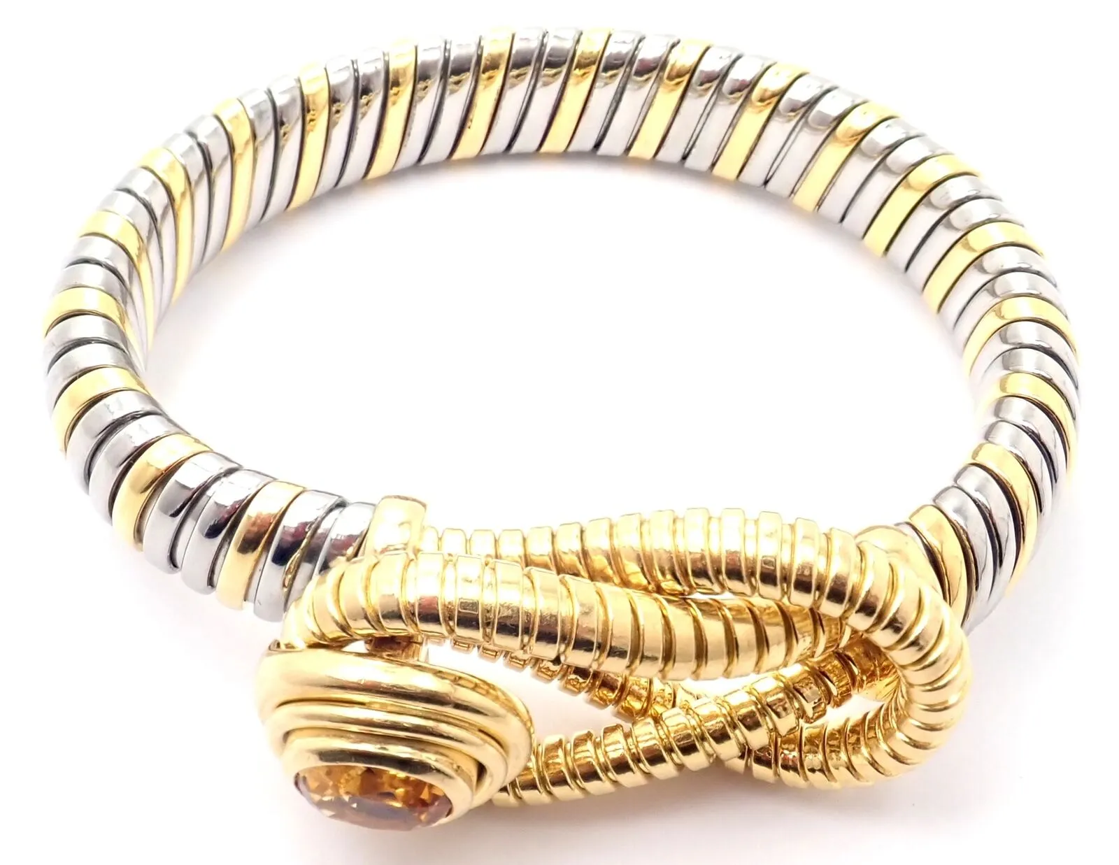 Authentic Cartier Hercules Knot 18k Yellow Gold Stainless Steel Citrine Bracelet