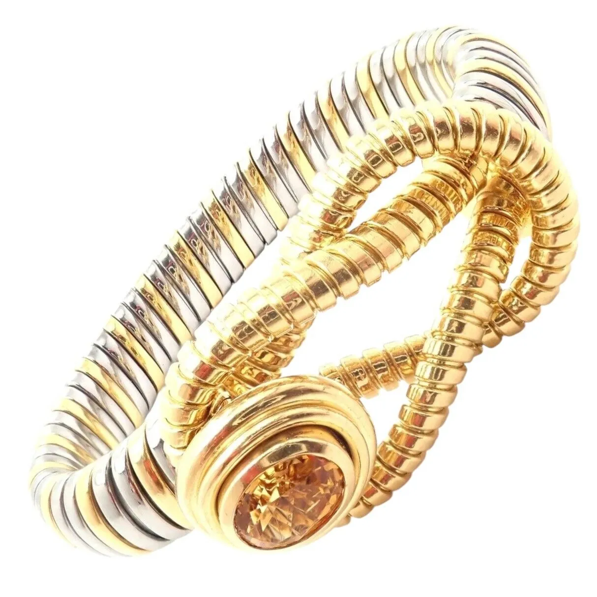 Authentic Cartier Hercules Knot 18k Yellow Gold Stainless Steel Citrine Bracelet