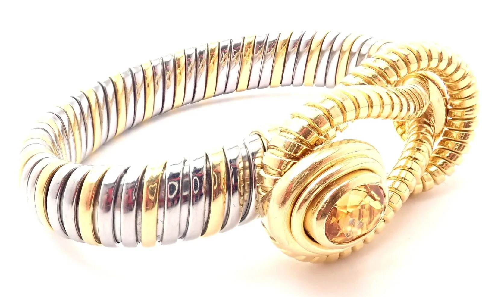 Authentic Cartier Hercules Knot 18k Yellow Gold Stainless Steel Citrine Bracelet