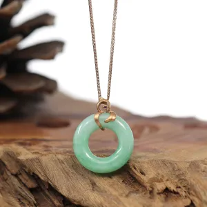 Baikalla™ "Good Luck Birdie" 18k Rose Gold Genuine Burmese Jadeite Lucky Kou Kou Pendant Necklace With Ruby