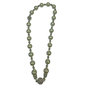 Big pearl and cz necklace