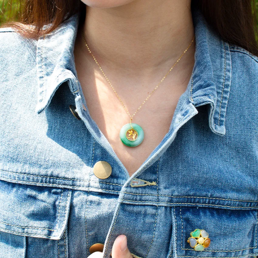 Blossom Jade 18k Gold Pendant