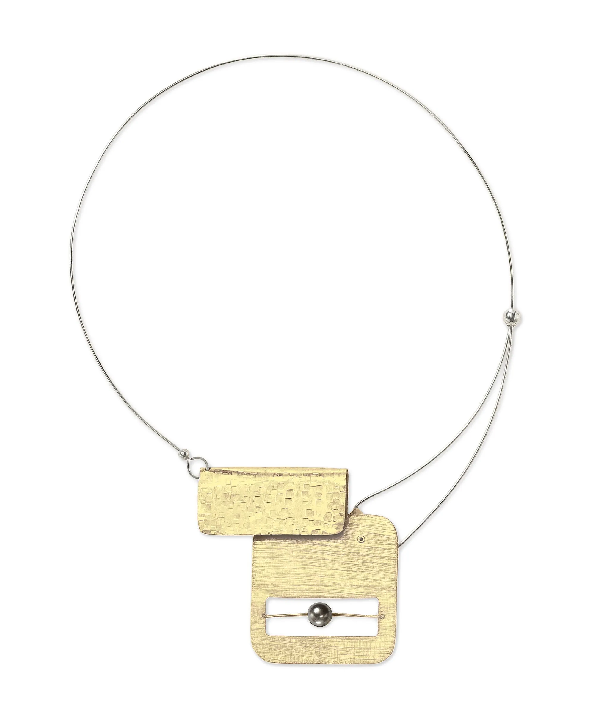 BOOK1 Front Clasp Square and Rectangle Metal Necklace