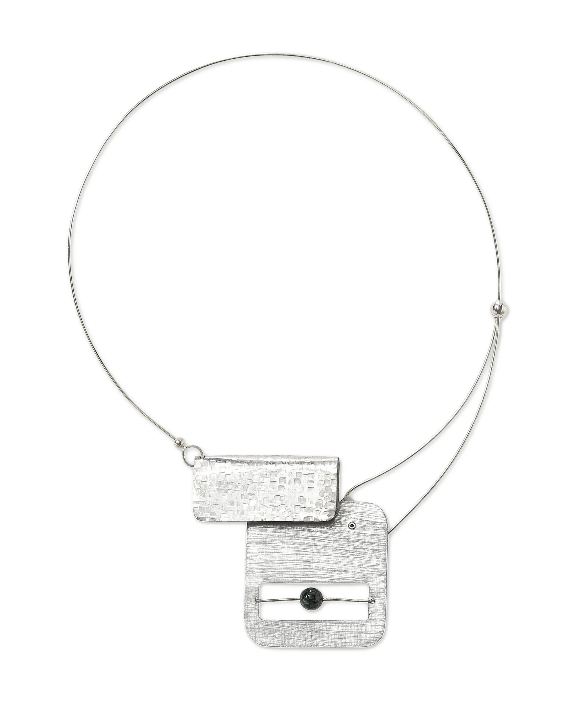 BOOK1 Front Clasp Square and Rectangle Metal Necklace