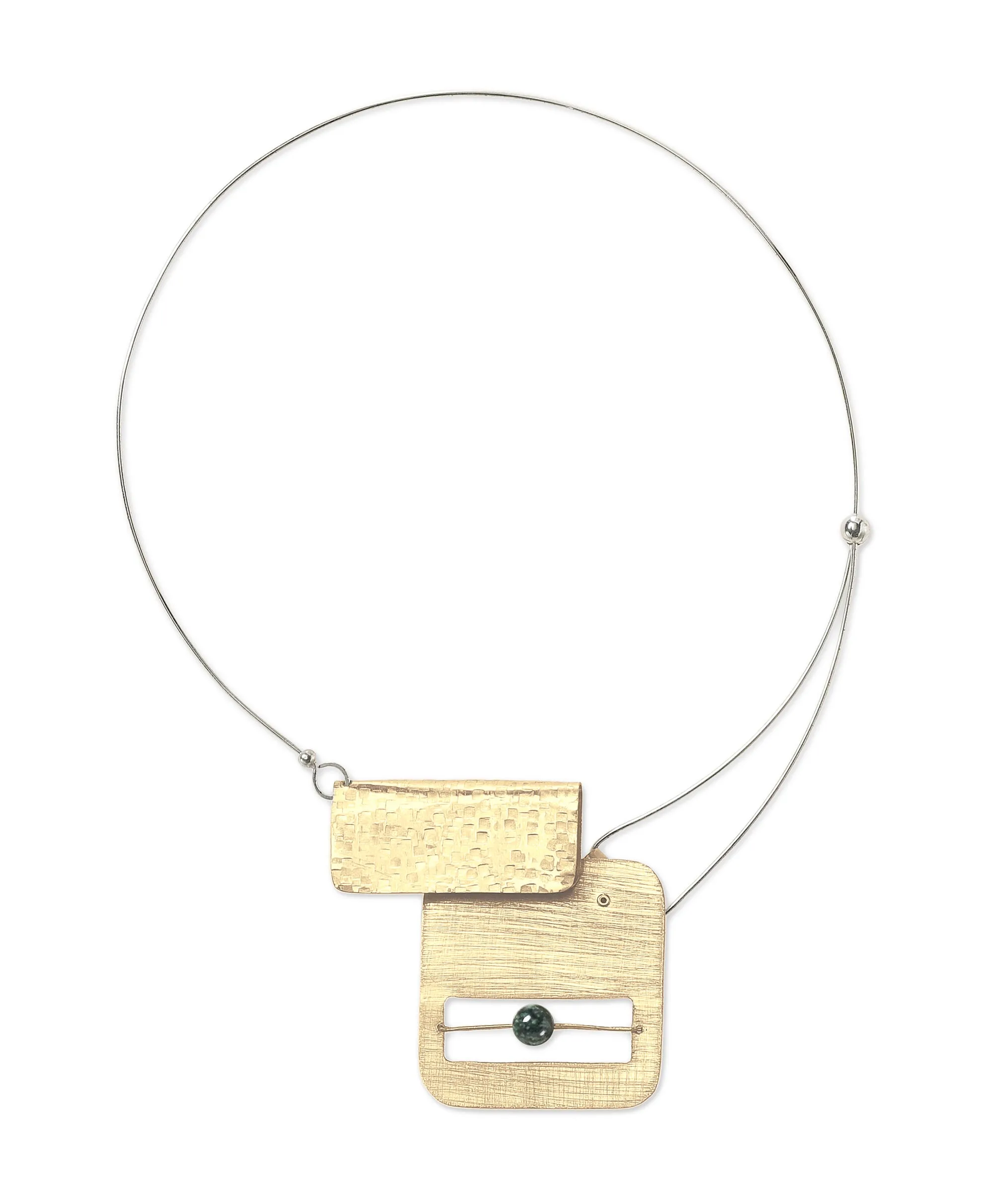BOOK1 Front Clasp Square and Rectangle Metal Necklace