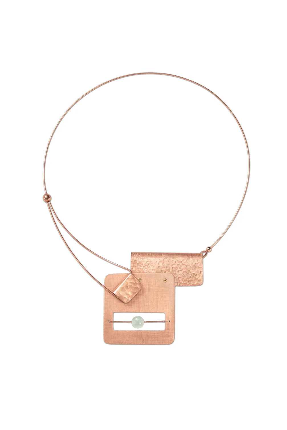 BOOK1 Front Clasp Square and Rectangle Metal Necklace