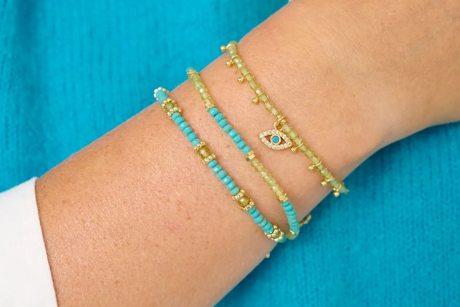 Brela Gold Peridot Bead Slider Bracelet