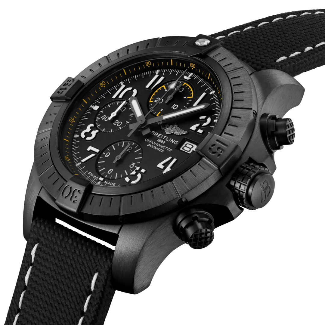 BRT Watch Avenger Chronograph 45 Night Mission Leather Folding Clasp
