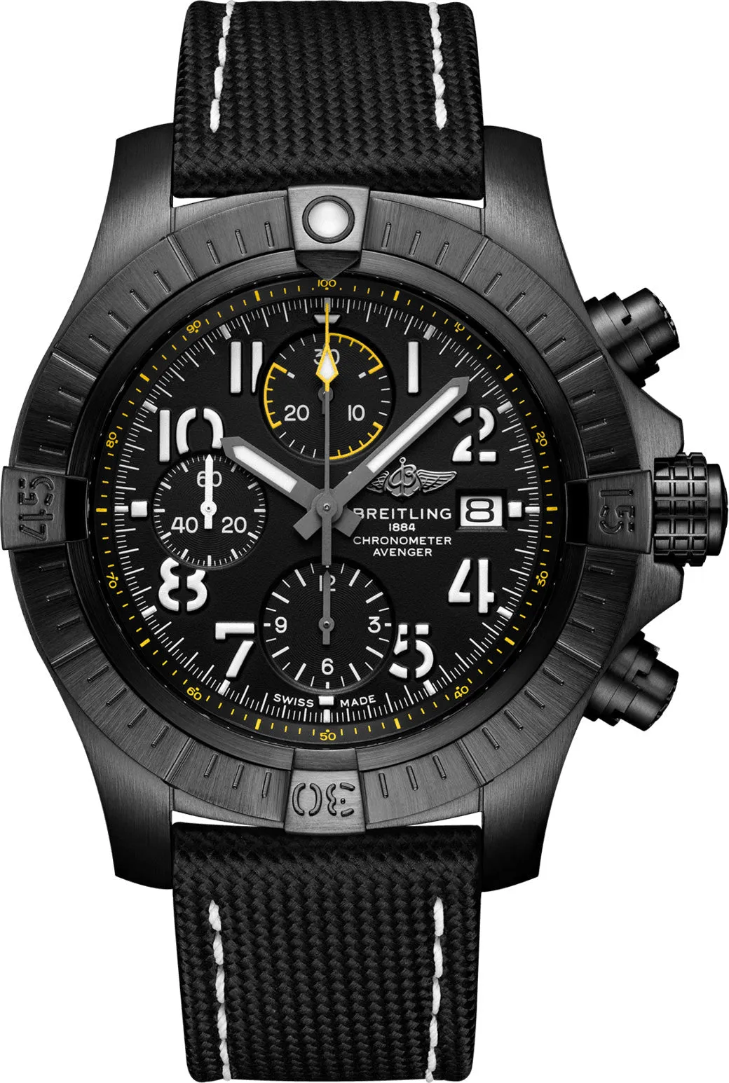 BRT Watch Avenger Chronograph 45 Night Mission Leather Folding Clasp