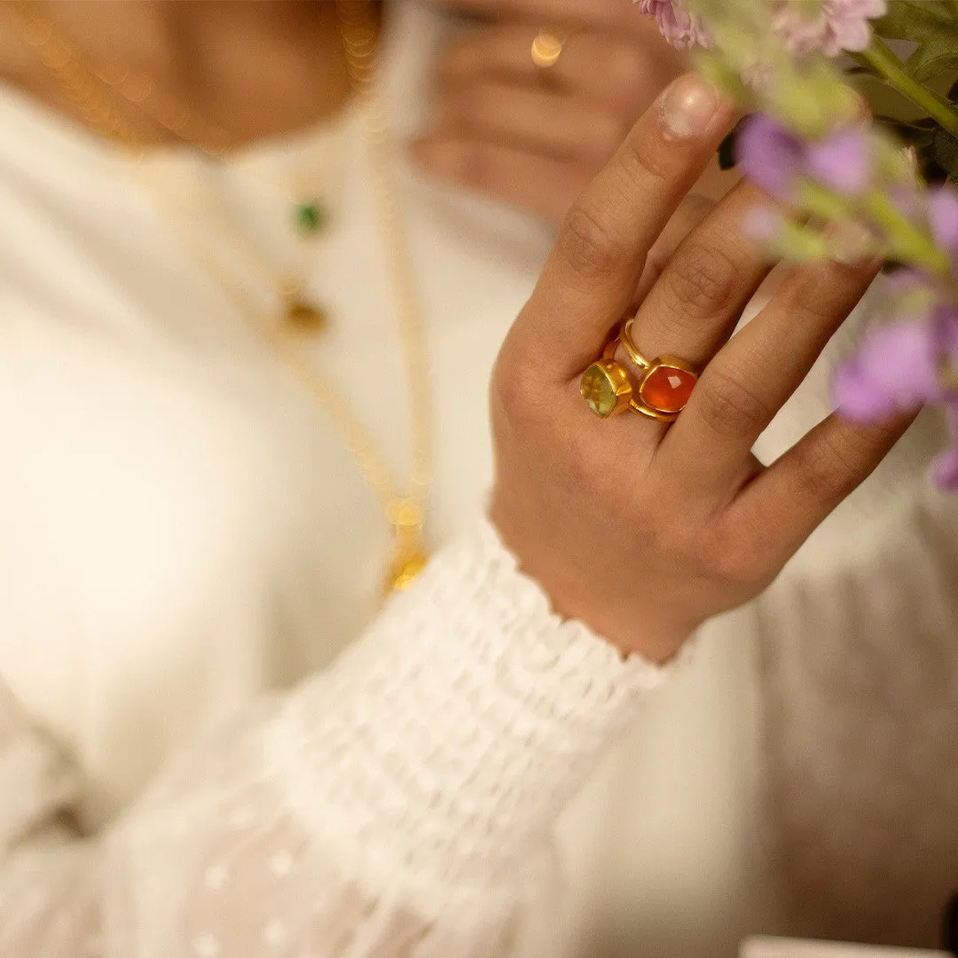 Carnelian Cocktail Ring | Gold