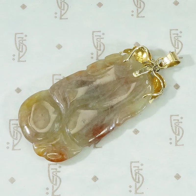Celadon and Red Jade Carved Pendant