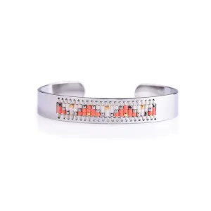 Chevron Mountains Coral and Gold Seed Tribal Bead Bangle