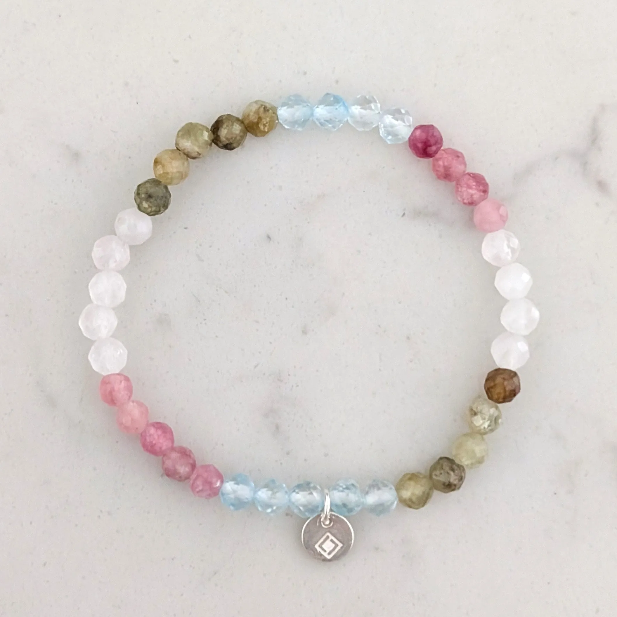 Children's Celebrate Friendship Bracelet, Floral Hues - 4mm Faceted