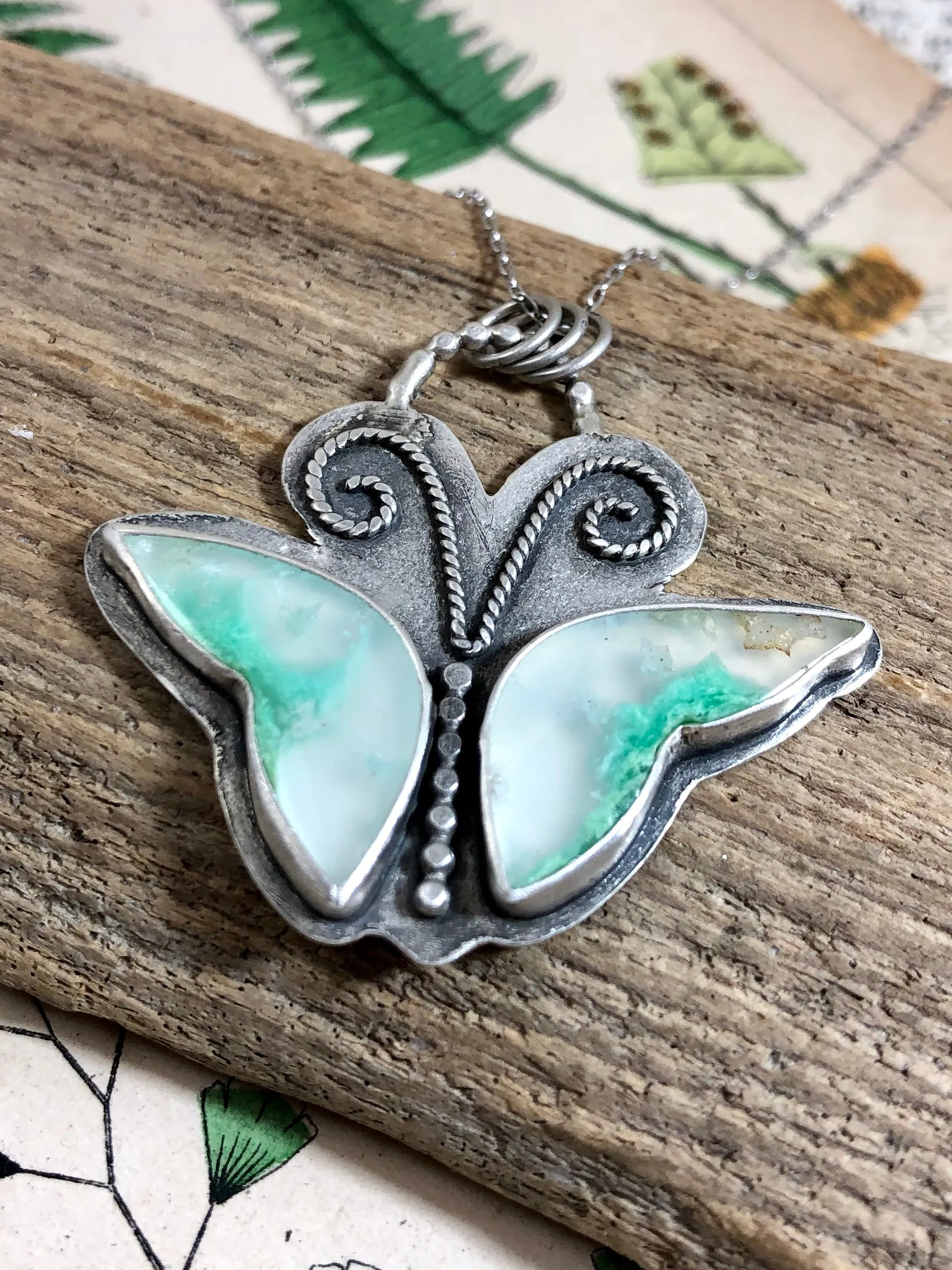 Chrysoprase Butterfly Necklace