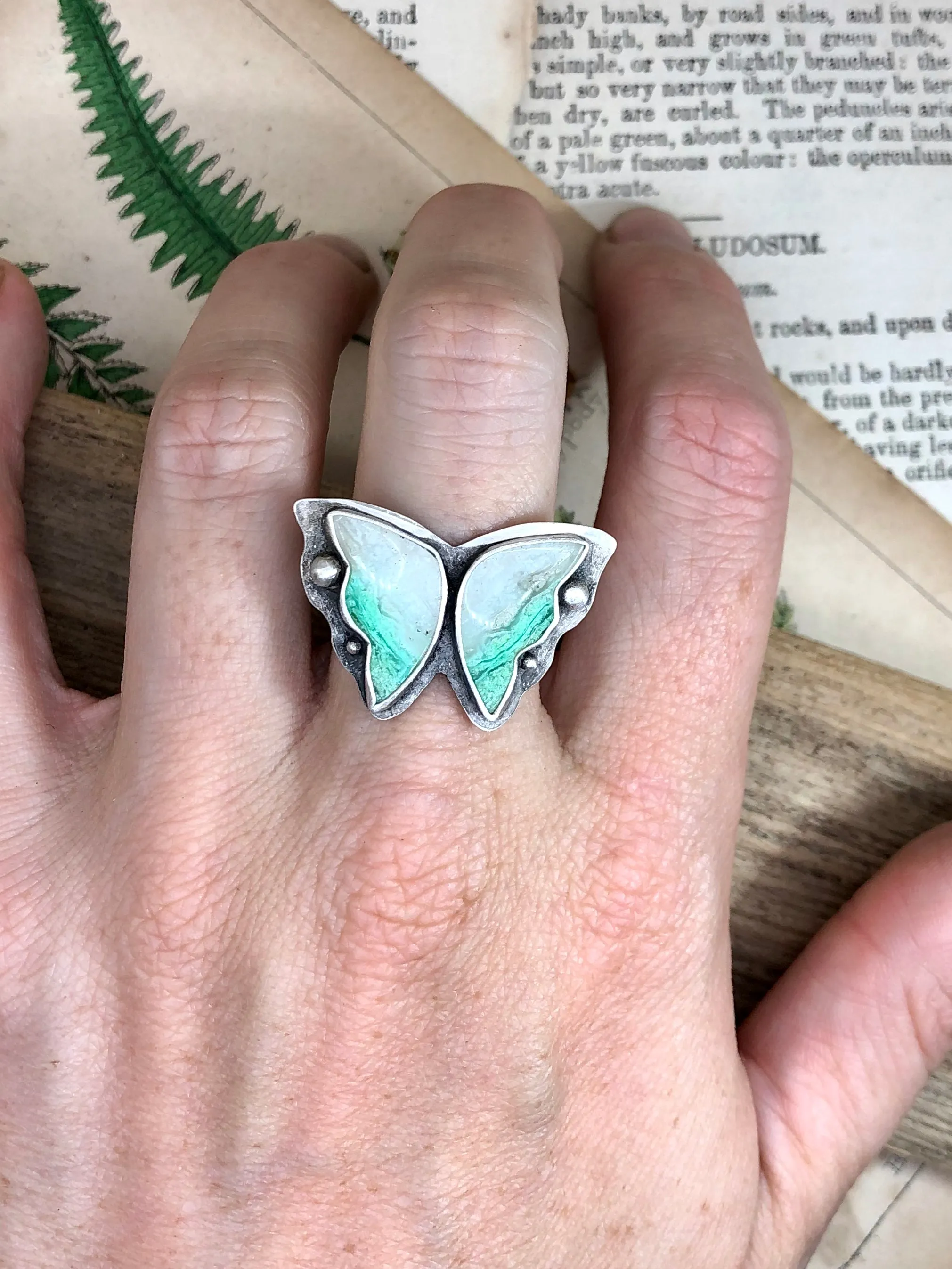 Chrysoprase Butterfly Ring 1