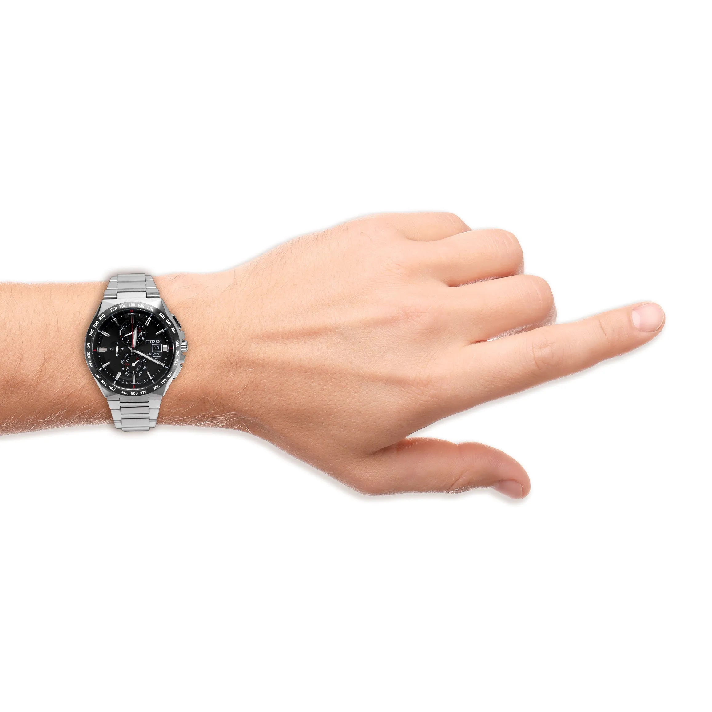 Citizen Men's Watch Chronograph Radio Controlled Eco-Drive Titanium Black AT8234-85E