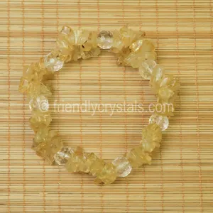Citrine Chip Stretch Bracelet with Quartz bead