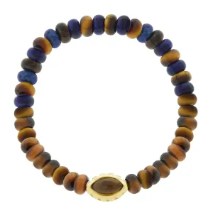 Citrine Eye of the Idol Tiger's Eye/Lapis Bead Bracelet