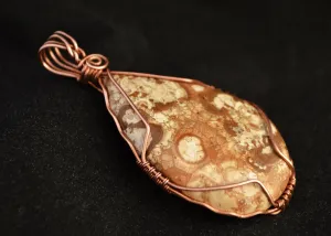 Copper Wire Wrapped Fossil Coral Necklace, Wire Wrapped Fossils
