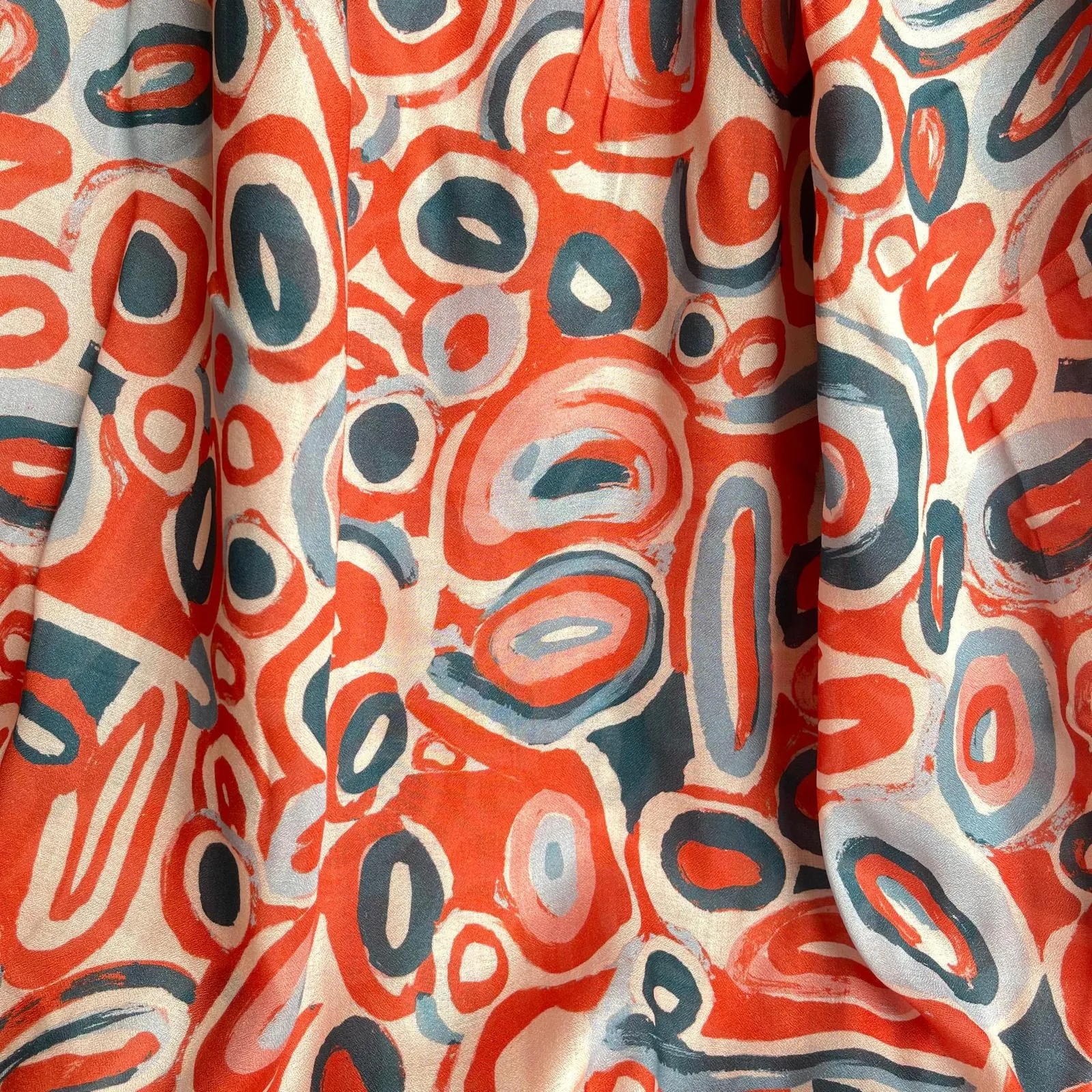 Coral Pebbles Viscose Fine Crepe Fabric