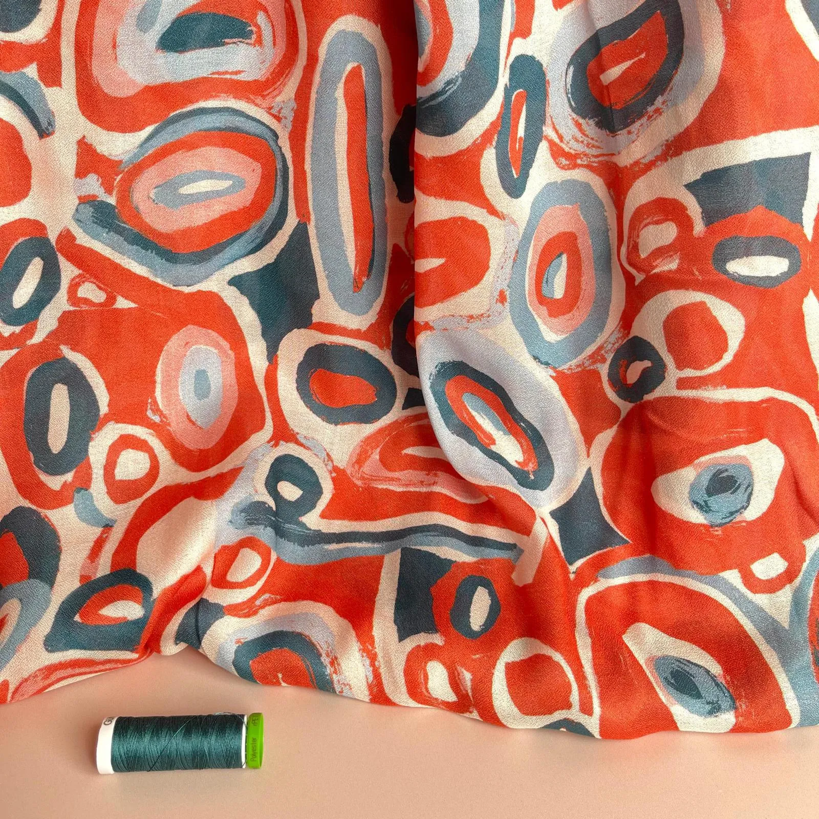 Coral Pebbles Viscose Fine Crepe Fabric