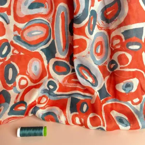 Coral Pebbles Viscose Fine Crepe Fabric