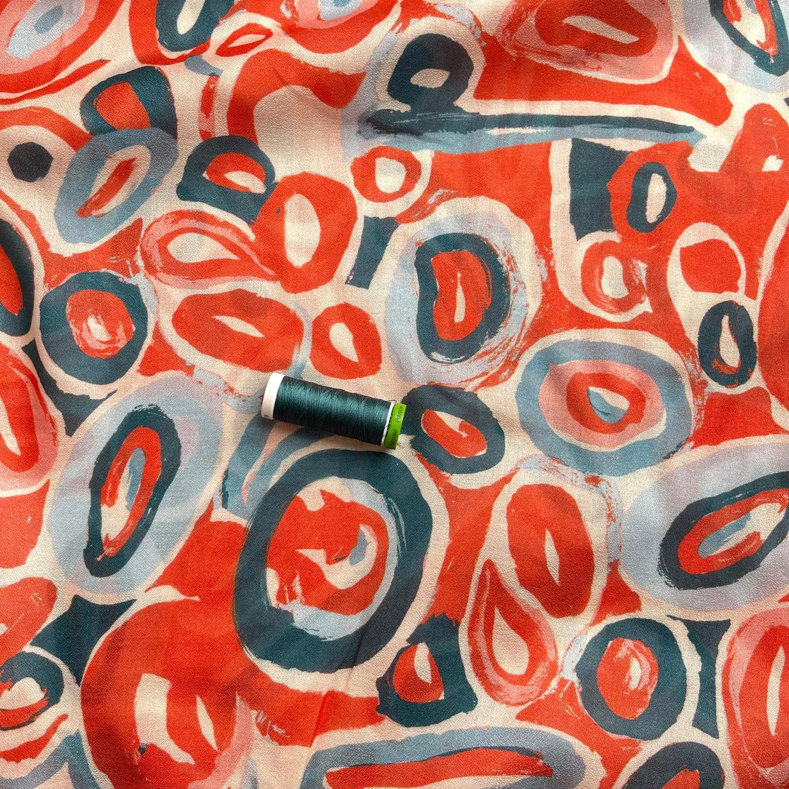 Coral Pebbles Viscose Fine Crepe Fabric