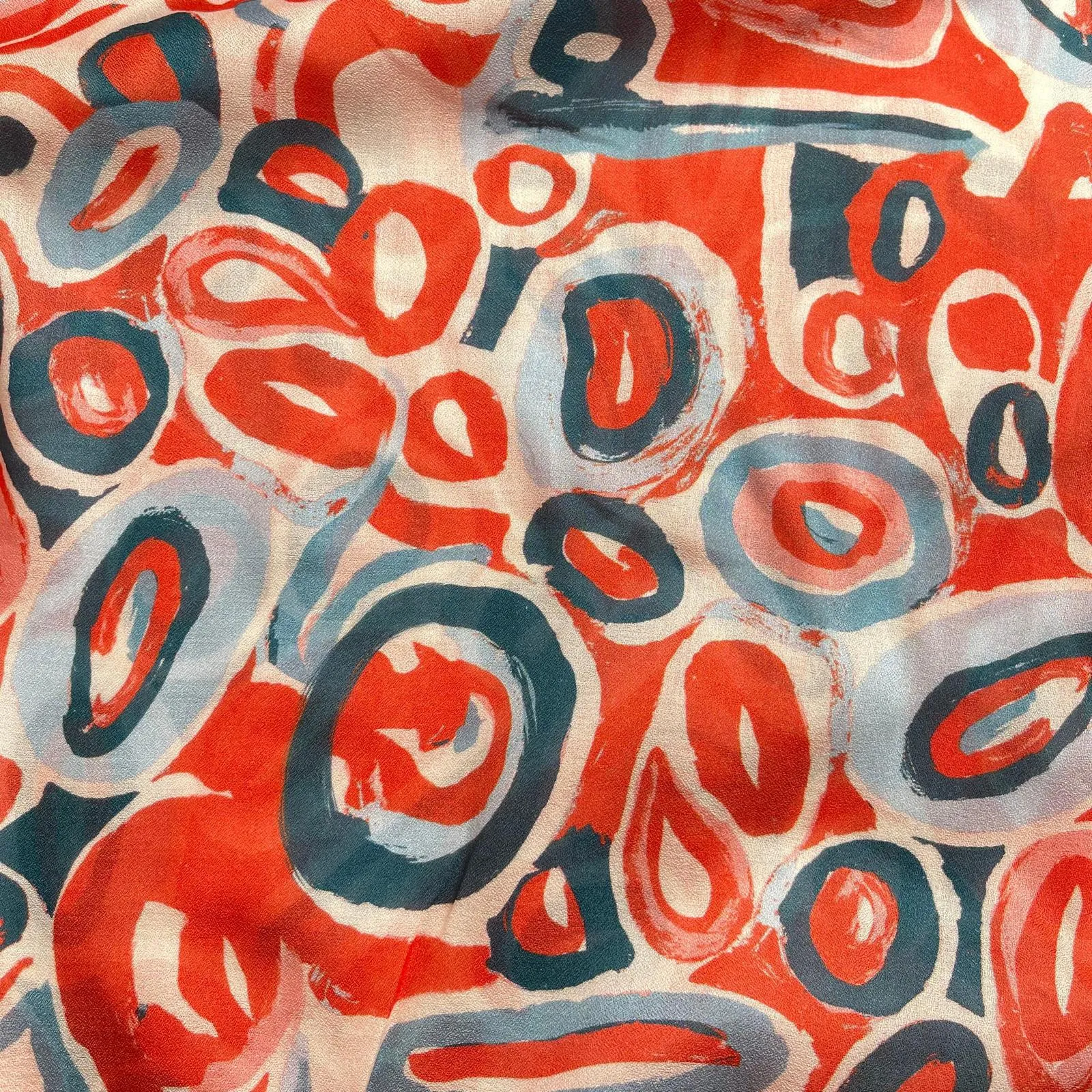 Coral Pebbles Viscose Fine Crepe Fabric