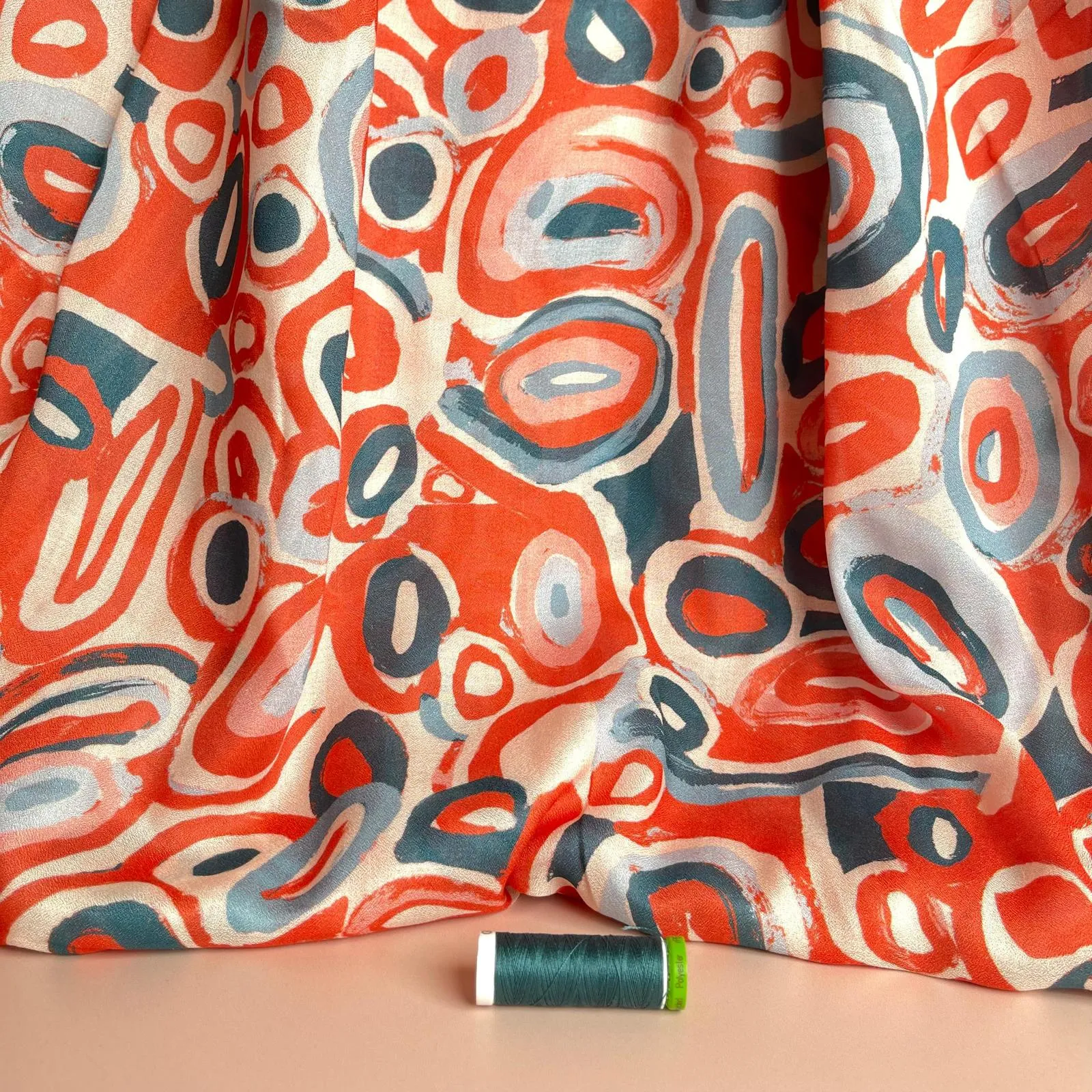 Coral Pebbles Viscose Fine Crepe Fabric