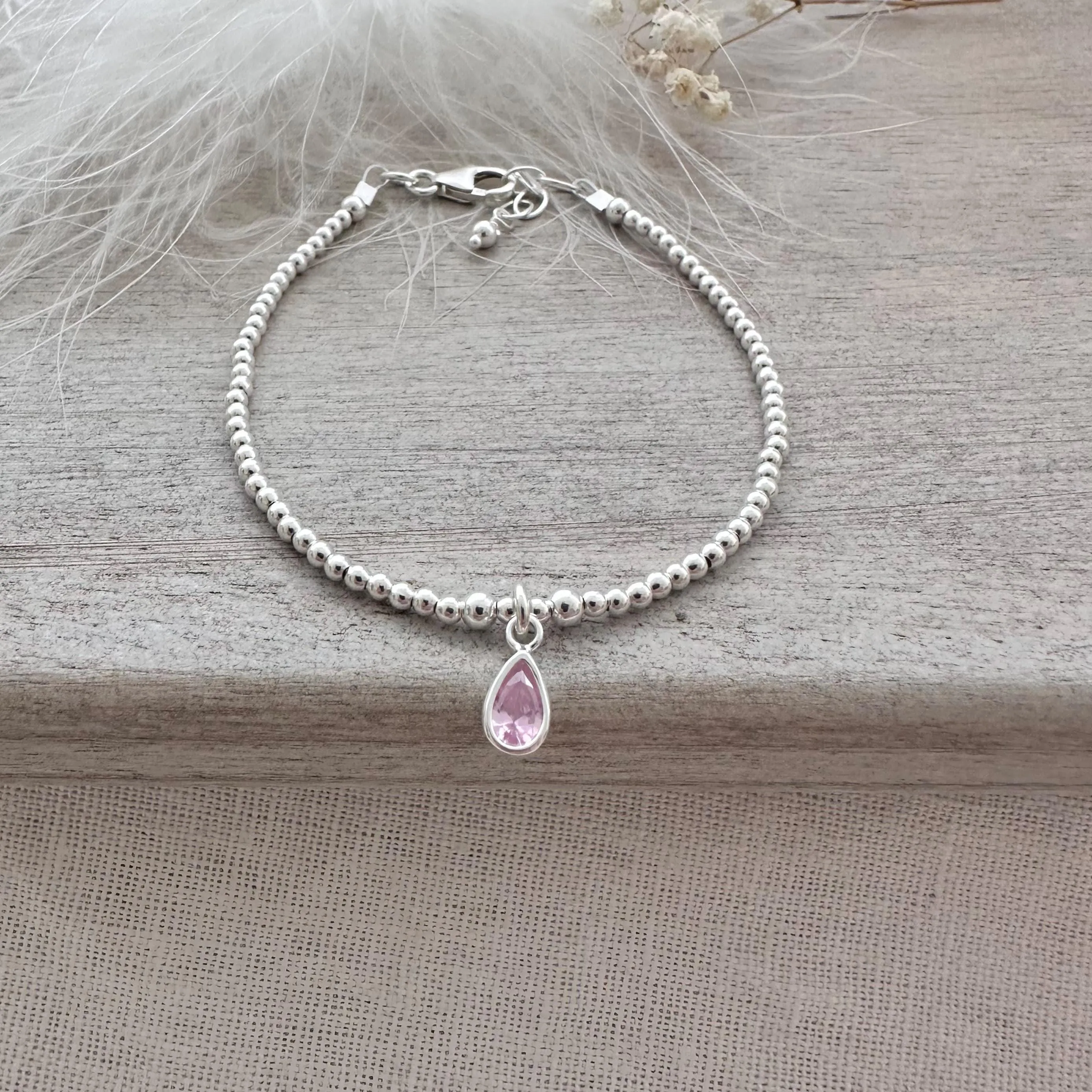Cubic Zirconia Birthstone Bracelet, Birthday gift for women
