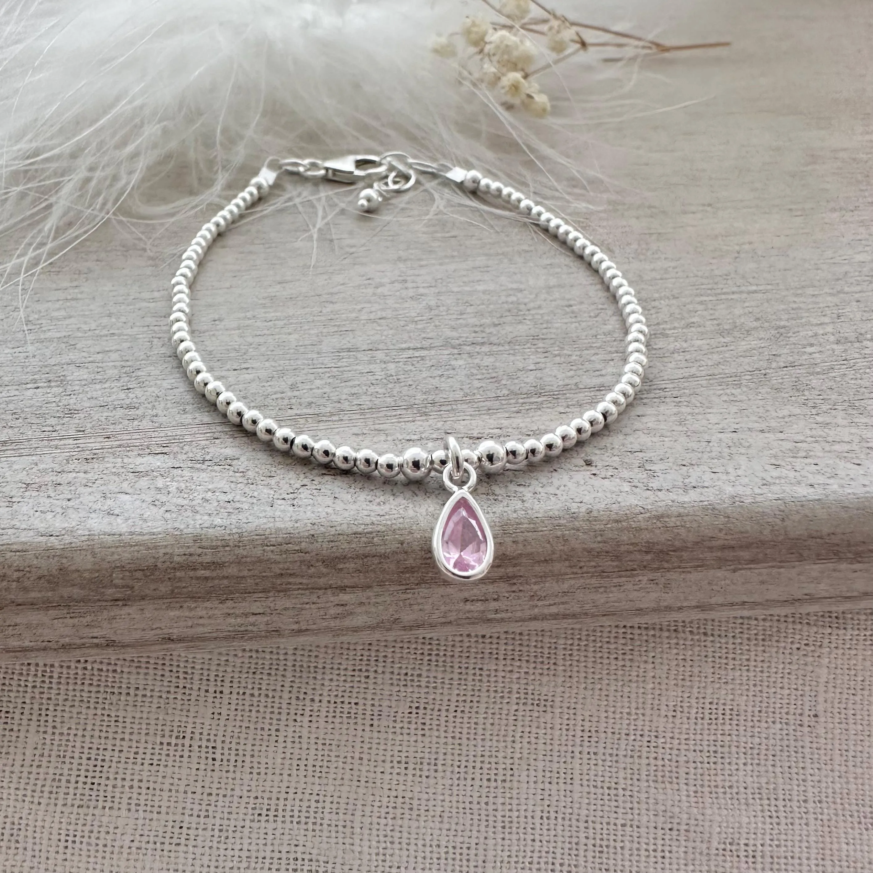Cubic Zirconia Birthstone Bracelet, Birthday gift for women