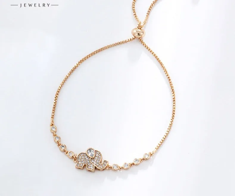 Cute Elephant Stretching Box Chain Bracelet Girls High-end Niche Jewlery