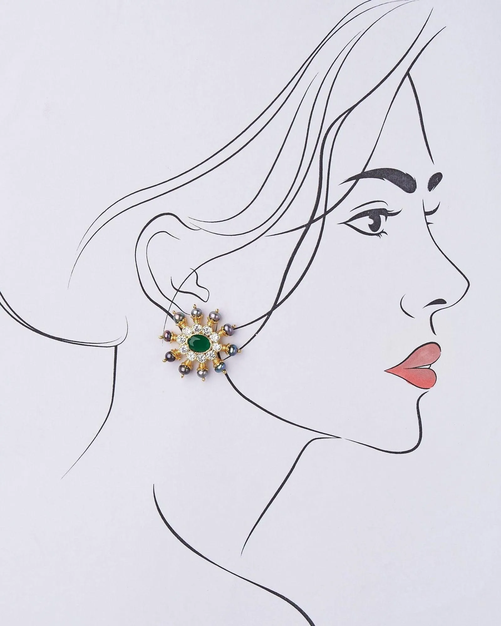 Deep Green Black Sun Spokes Ear Studs