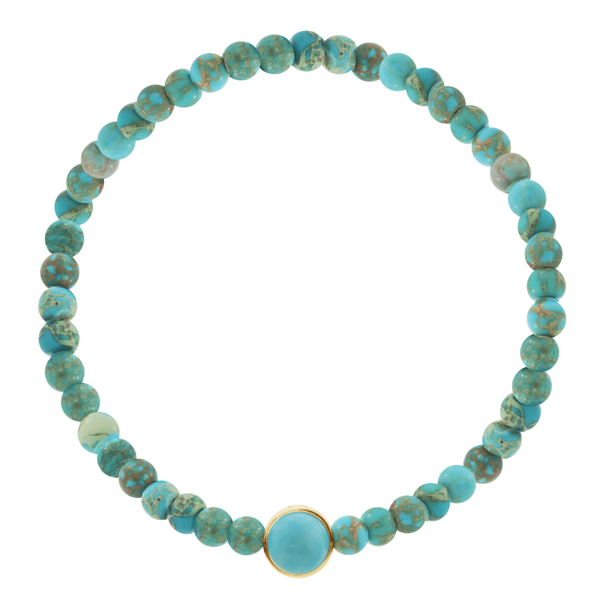 Dual-Sided Collar with Turquoise Cabochon & White Diamonds on Jasper Beaded Bracelet